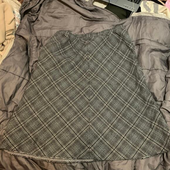 Vintage 1970s Pendleton Virgin Wool Midi Skirt Gray Diamond Plaid Sz 16 - Picture 6 of 12